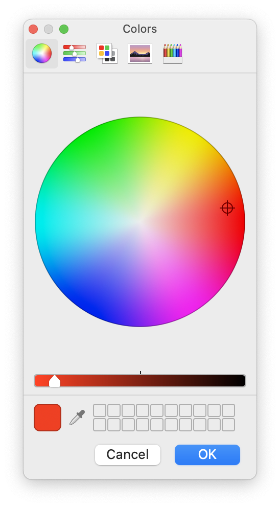 a color dialog on Mac OS