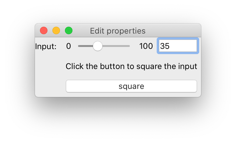 Dialog with "square" button