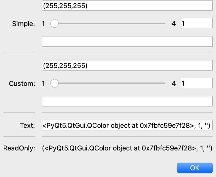simple and custom: color editor, range editor, text box