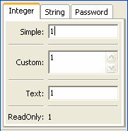 simple: text box; custom: multi-line text box; text: text box; read-only: static text