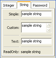 simple: text box; custom: multi-line text box; text: text box; read-only: static text