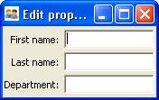 User interface showing only First name, Last name, and Department